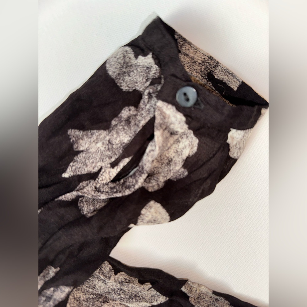 NWT Lucky Brand Women’s S Viscose Black Floral Boho Pintuck Tassel Tie Blouse - Picture 9 of 9